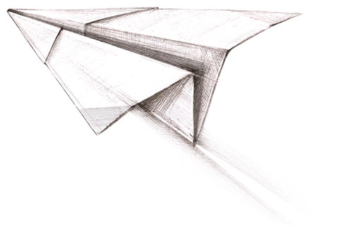 Avión de papel pincipal en primera persona