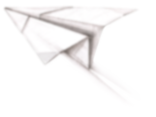 Avión de papel y contornos en lápiz en el fondo